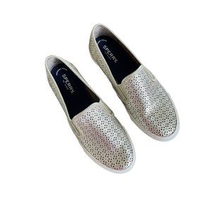 SPERRY Seaside Perforated Casual Sneaker STS80981 Womens 8.5 Silver Comfort Flat